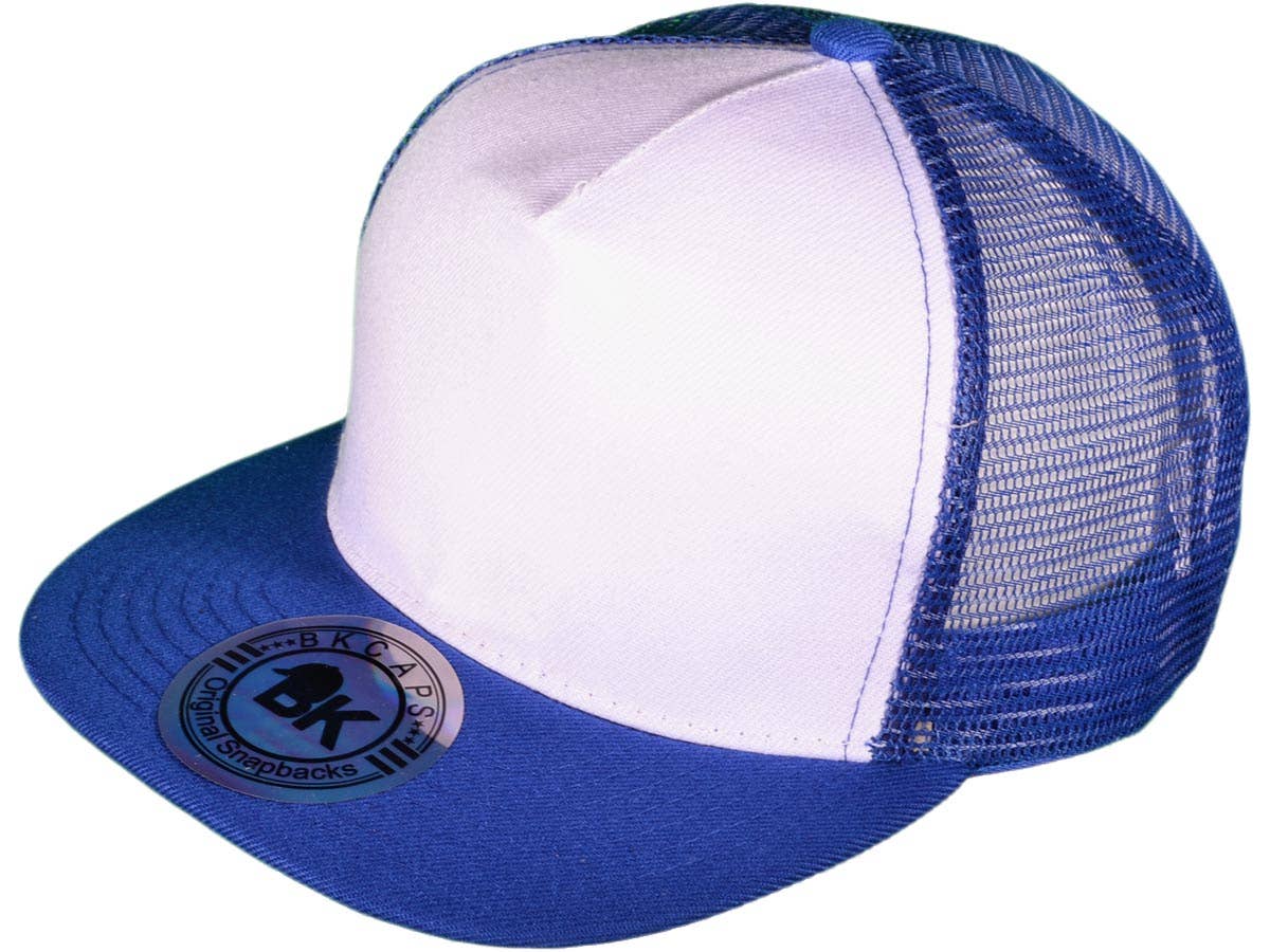 Buck Wholesale - Wholesale Trucker Hat - Unisex - Flat Bill Trucker Hats - 5 Panel SnapBack Mesh 2 Tone BK Cap9