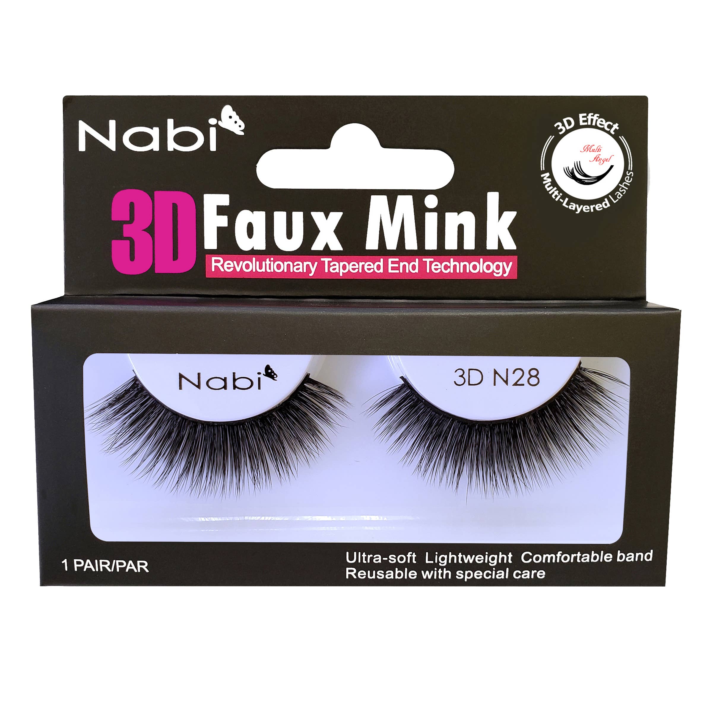 Nabi Cosmetic – wholesale Lösögonfransar – 3D N28 - Nabi 3D Faux Mink Ögonfransar 12ST/PAKET0