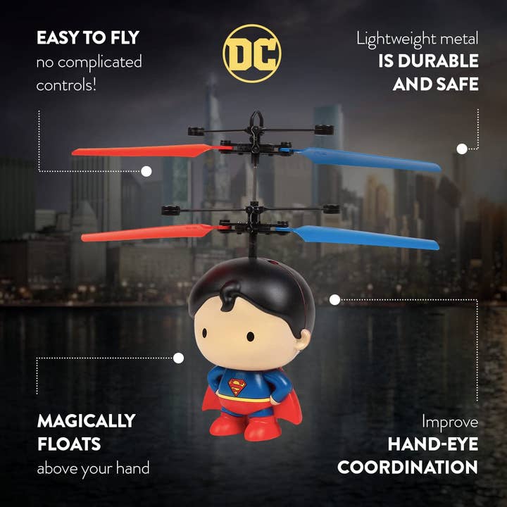 World Tech Toys - Wholesale Toy Plane - Kids - DC Superman 3.5 Inch Flying Character UFO Helicopter