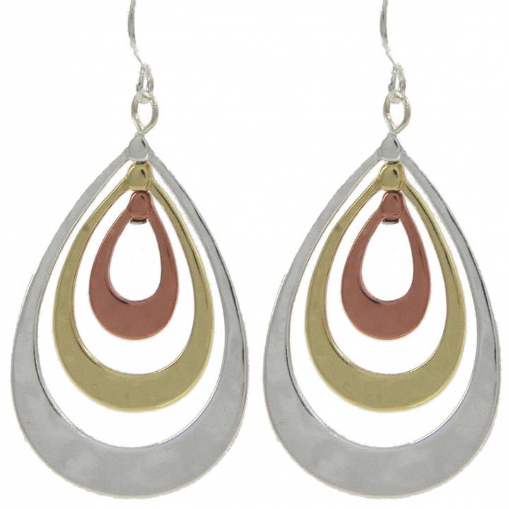 FR6191 Flerfärgade skiktade Tri-Ring Teardrop örhängen för wholesale av 0011 PREMIERE