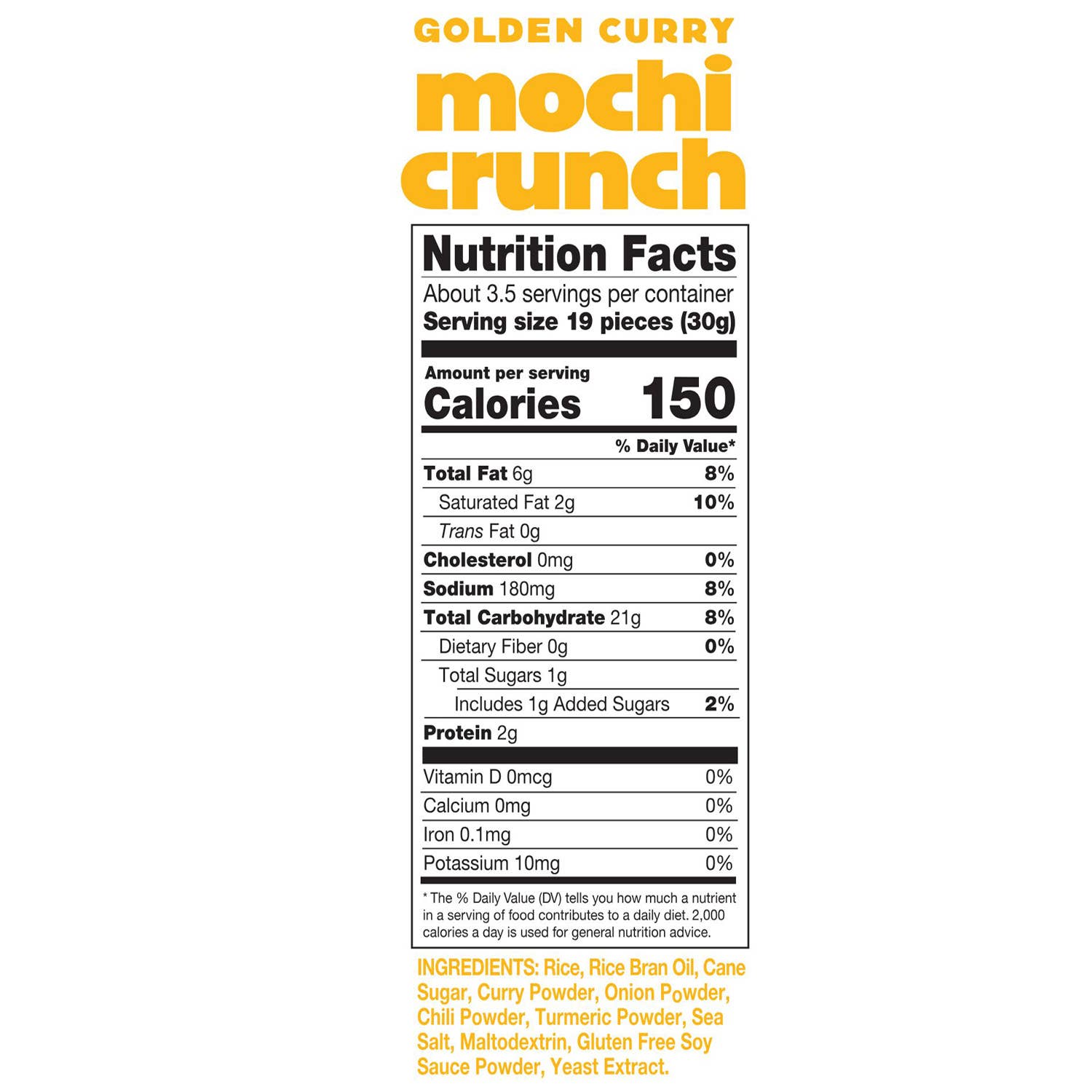 Sun Tropics - Wholesale Puffed Snack - Sun Tropics Mochi Crunch Golden Curry, 6 x 3.5oz1
