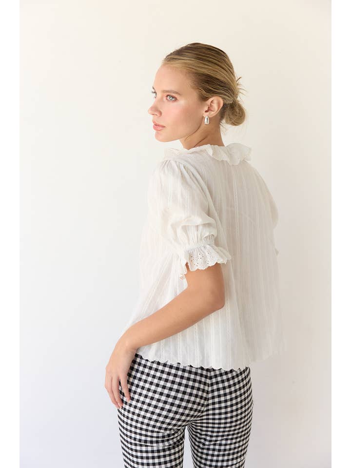 RAISONNEL - Wholesale Blouse - Women's - V-Neck Ruffle Blouse - RT10174