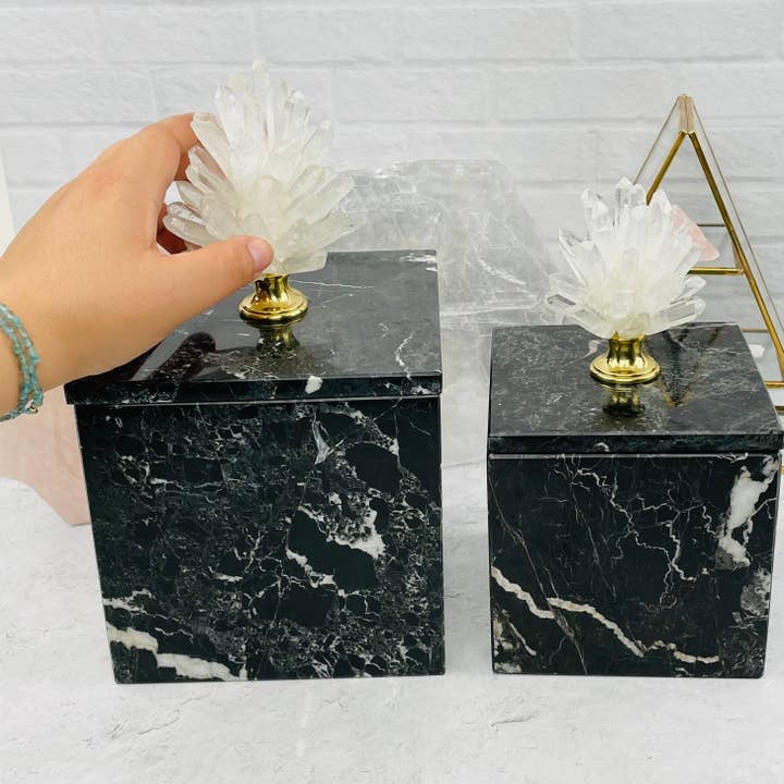 Caja de mármol con forma de piña Crystal Point, tamaño pequeño y mediano para venta al por mayor de Rock Paradise