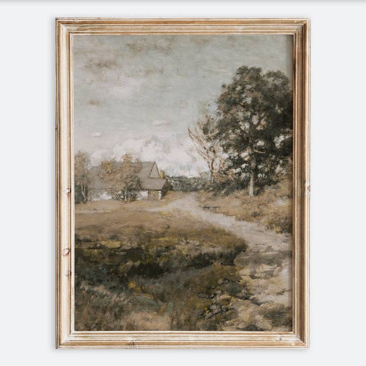 Vintage Countryside Cottage Garden Art Print VP197 for wholesale by Sugar & Canvas