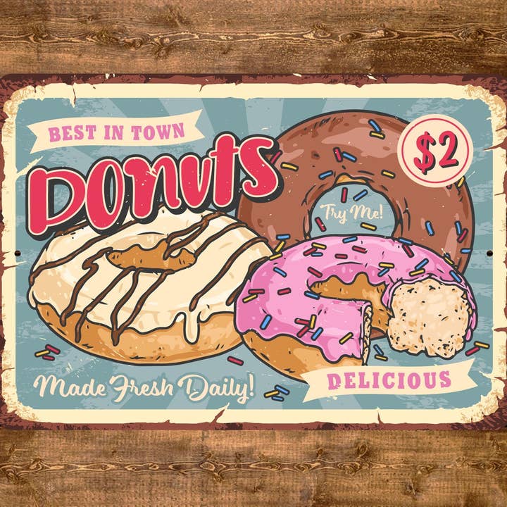 Donuts Sign in vintage-stijl voor wholesale door Game Time Prints