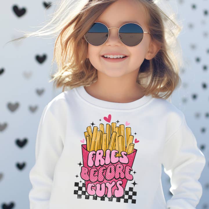 Uncommon Label - Wholesale Sweatshirt - Kids - Fries Before Guys Checkered Toddler Graphic Sweatshirt