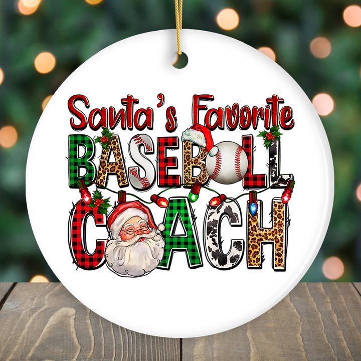 Santa’s Favorite Baseball Coach Christmas Ornament for wholesale by OrnamentallyYou