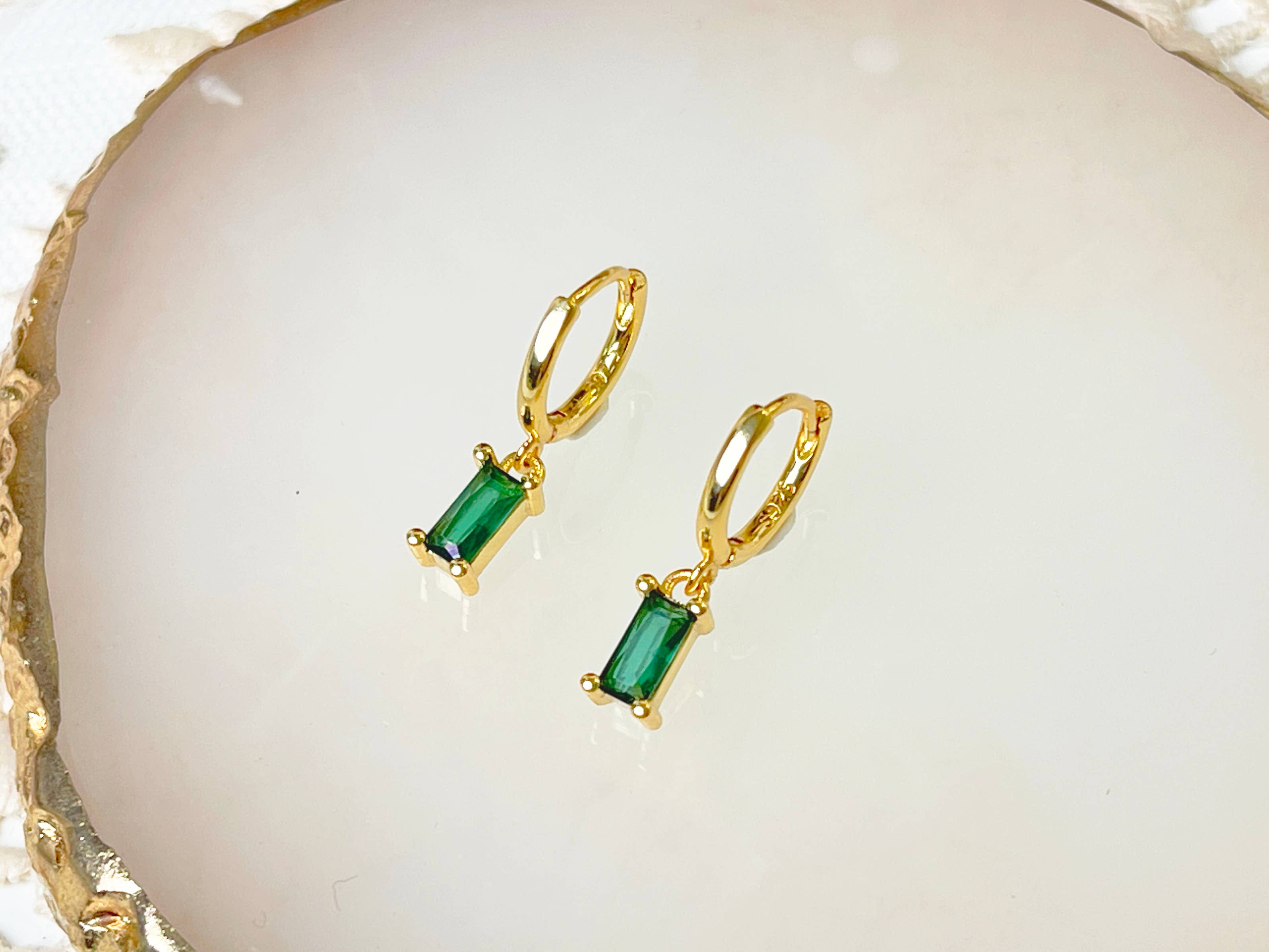 Melange Blanc - Wholesale Dangle Earrings - E150 emerald hoop earring, emerald earring, dangle earring3