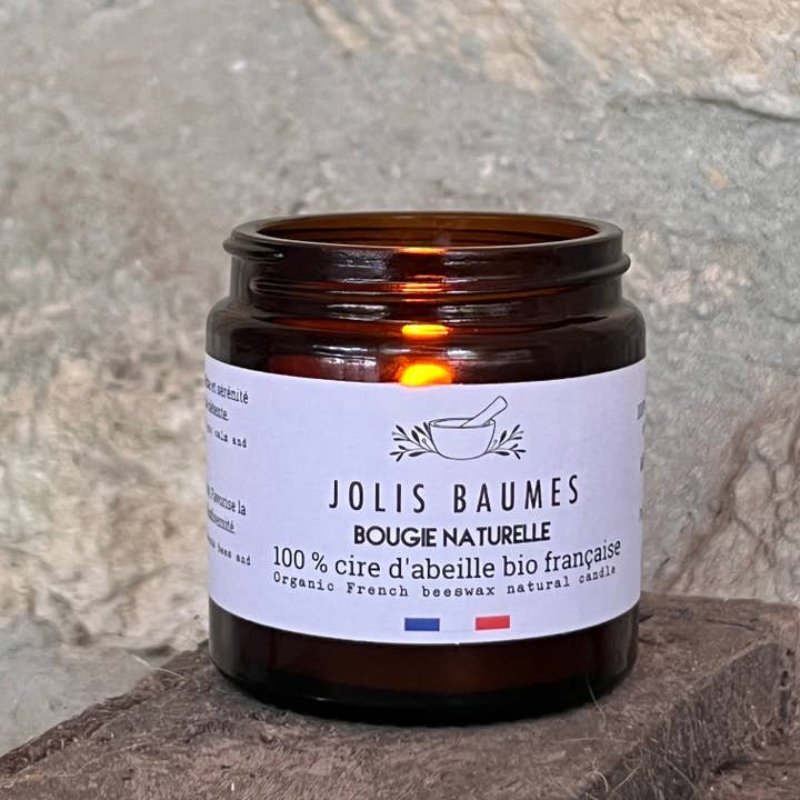 Bougie artisanale cire d'abeille bio pour la vente par Jolis Baumes