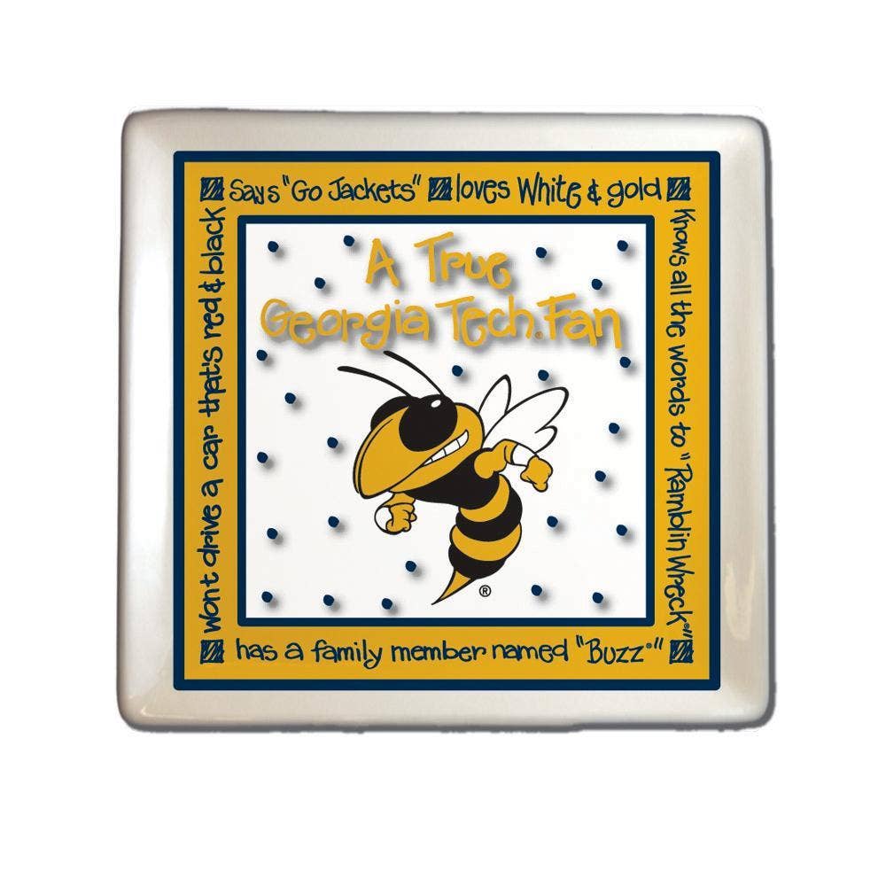 The Memory Company - Wholesale Decorative Plate/Dish/Bowl - True Fan Square Plate, Georgia Tech0