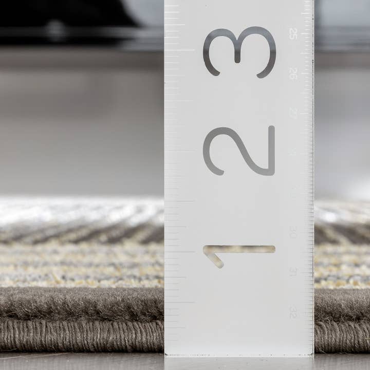 Well Woven - Wholesale Runner Rug - Custom Size Runner Waylon Retro Border Solid & Striped Grey8