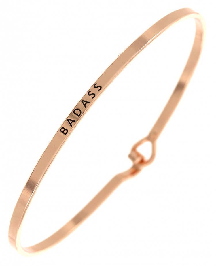 0011 PREMIERE - Wholesale Bangle Bracelet - FR2676 BADASS_3mm Inspired Message Brass Bangle2