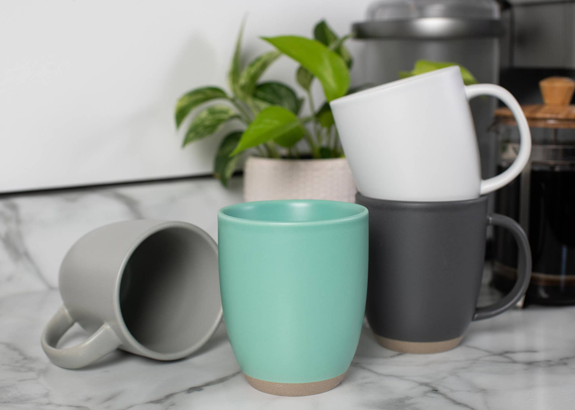 EAST AVENUE - Wholesale Coffee Mug - Mugs 4-Pk Raw Textured Bottom Cool Palette PRICE IS PER MUG5