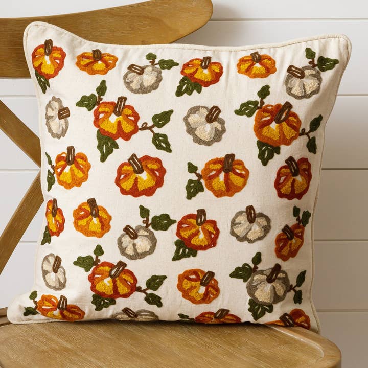 Embroidered Pillow - Pumpkins (PC) for wholesale by Audrey's Home & Gift