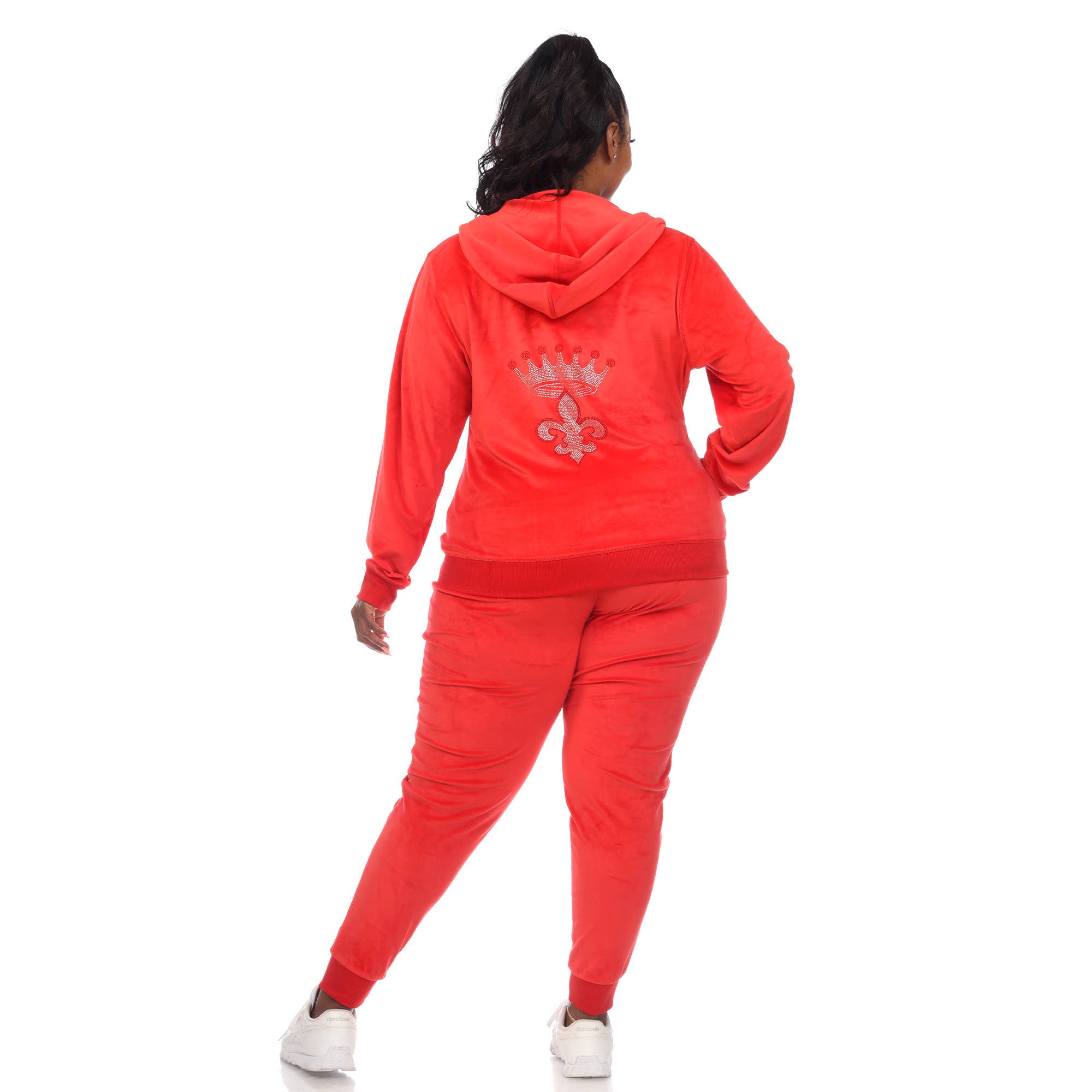 WHITE MARK - Vente Survêtement – femme - Ensemble de survêtement 2 pièces en velours à strass grande taille11