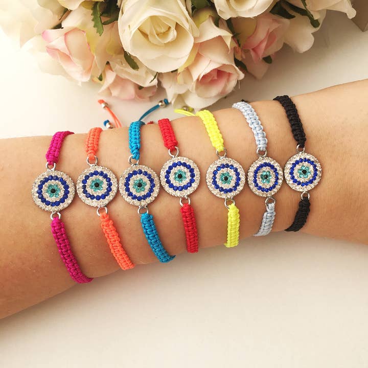 Pulsera de ojo malvado de macramé, dije de mal de ojo para venta al por mayor de Evileyefavor