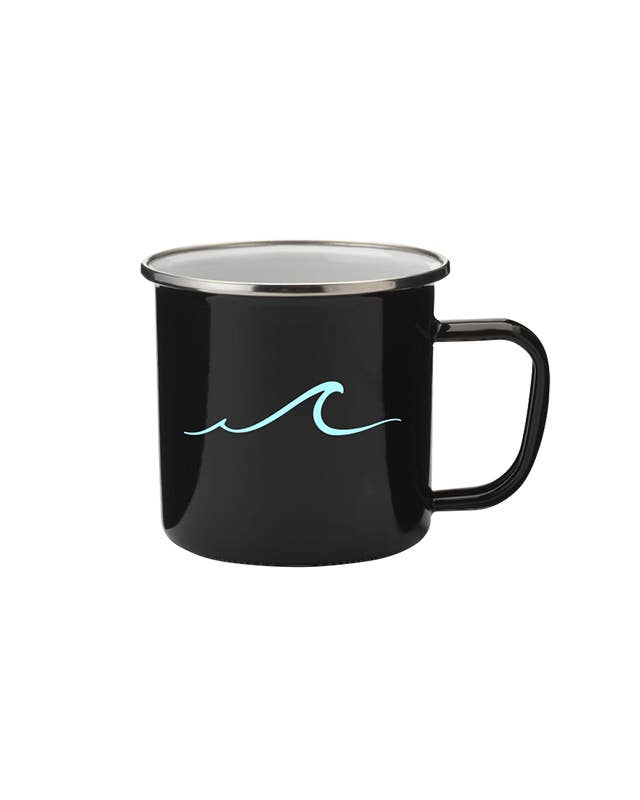 ONELOVE - Wholesale Coffee Mug - Wave Enamel Mug Black