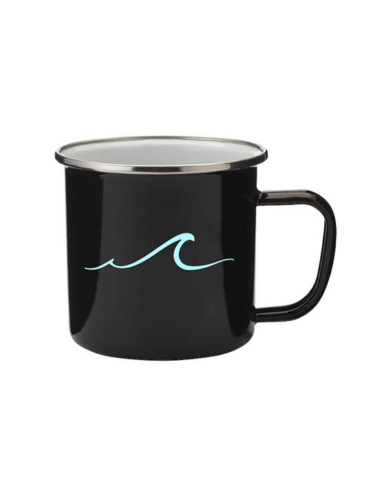 Wave Enamel Mug Black for wholesale by ONELOVE