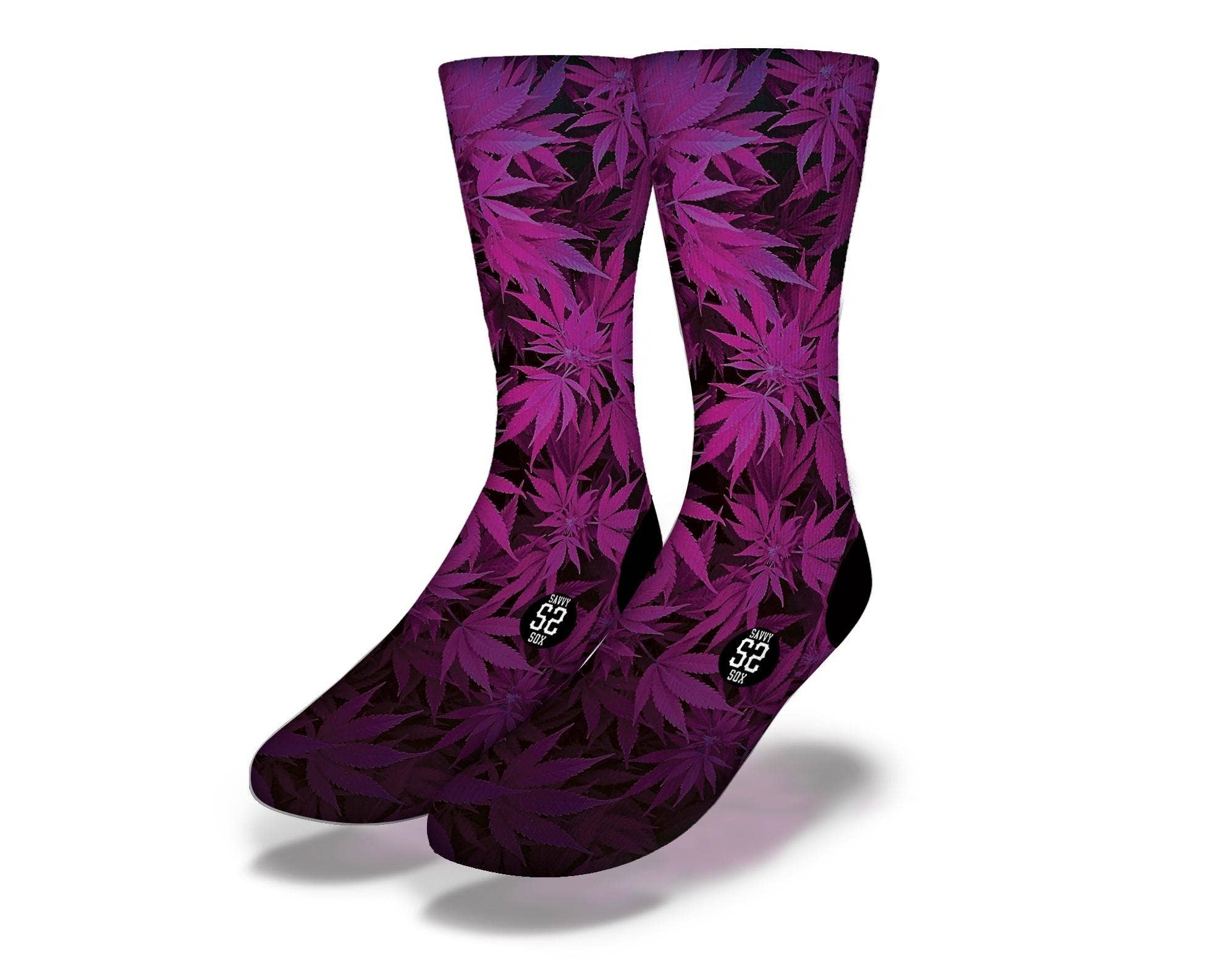 Savvy Sox - Wholesale Socks - Unisex - POT LEAF FOREST Funny Weed Socks (Purple)