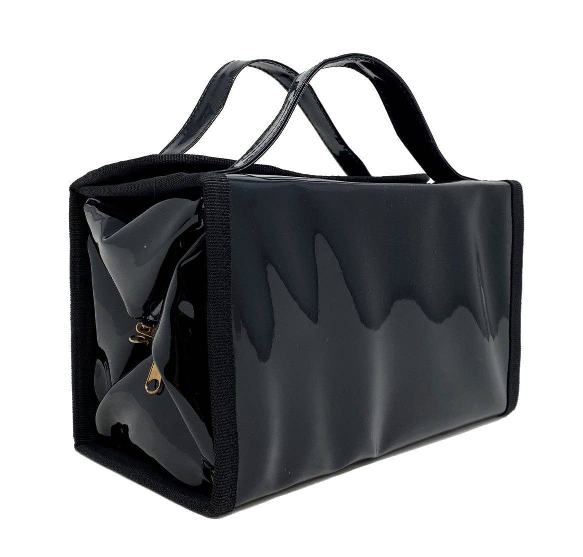 YOUZEY – Engroshandel Kosmetiktaske – Sort Patent - 4 Lynlås Foldbar Kosmetikpung2