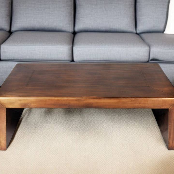 HomeRoots - Wholesale Coffee Table - 54" Copper Solid Wood and Metal Frame Coffee Table0