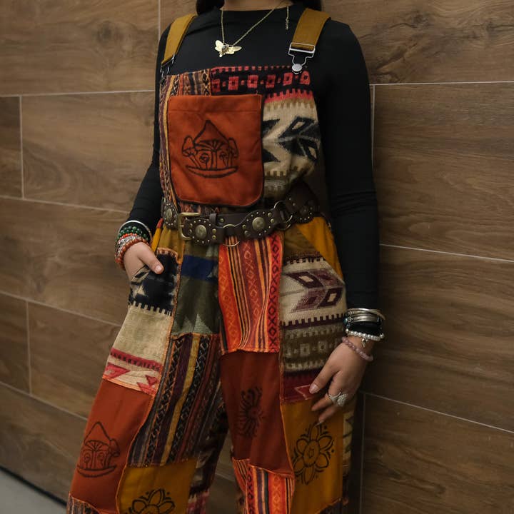 Karma Nepal Crafts - Wholesale Jumpsuit - Women's - Patchwork Wool Blend Wide Leg Jumpsuit10