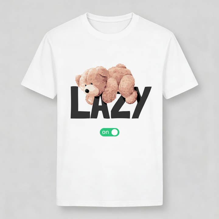 Women's T-shirt with lazy bear print for wholesale by Vinto Exclusive