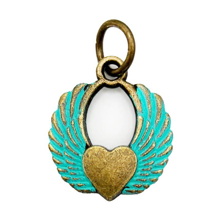 Winged Heart Charm (available with bracelet or necklace) for wholesale by Gleeful Peacock