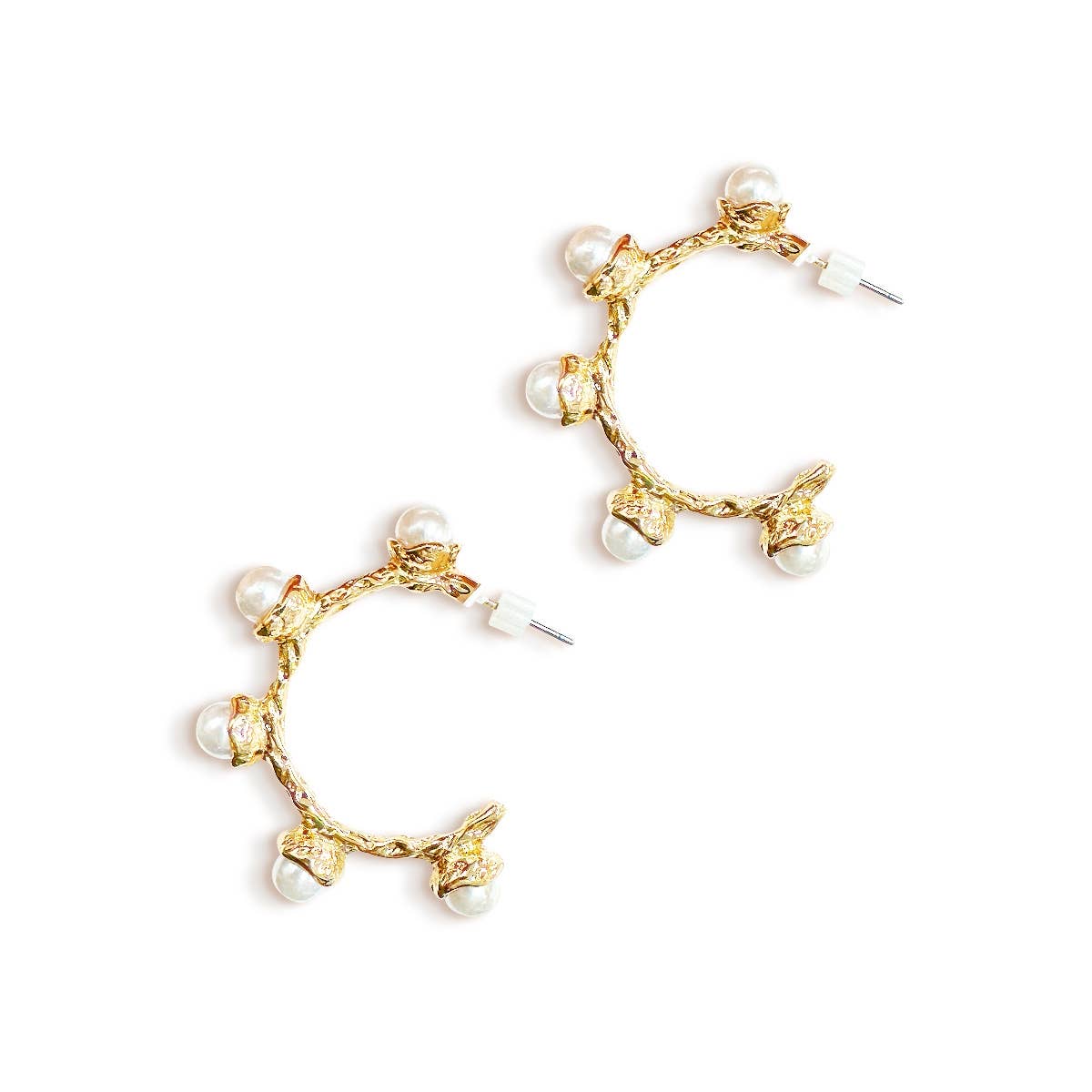 Viv&Lou - Wholesale Hoop Earrings - Pearl Textured Hoop Earrings
