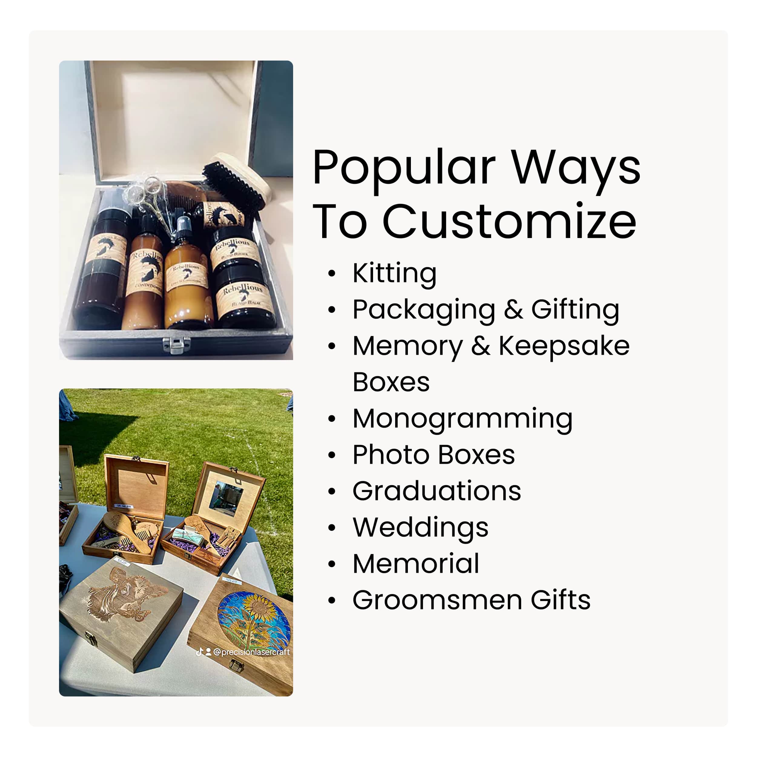 MakerFlo - Wholesale Humidor/Cigar Accessory - Makerflo Pine Wood Cigar Box, Craft - Laser Engraving9