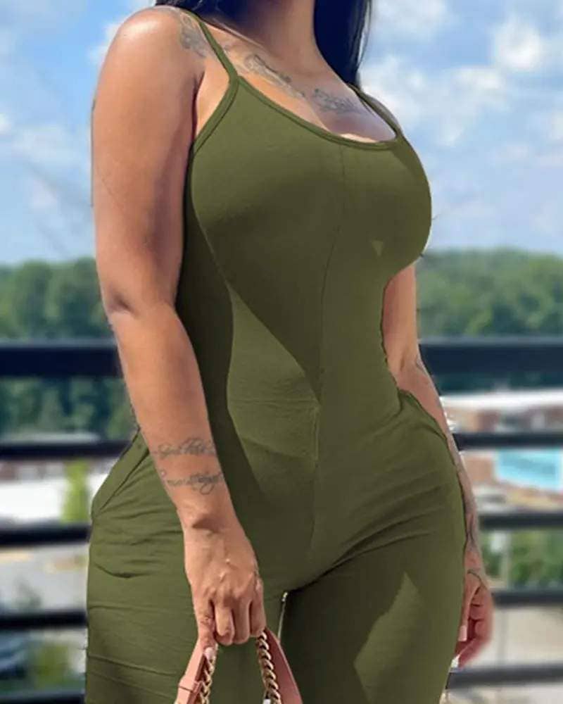 Queen Fashion - Wholesale Jumpsuit - Women's - u neck sleeveless pocket design jumpsuit10