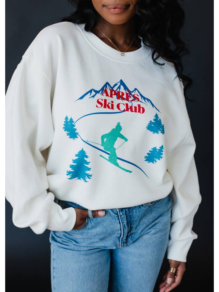 Panache Apparel Co. - Wholesale Sweatshirt - Women's - White Apres Ski Club Sweatshirt