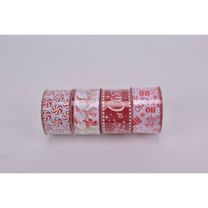 2.5 INCH X15FT RED WHITE RIBBON ASSORTMENT for wholesale by Country Silk