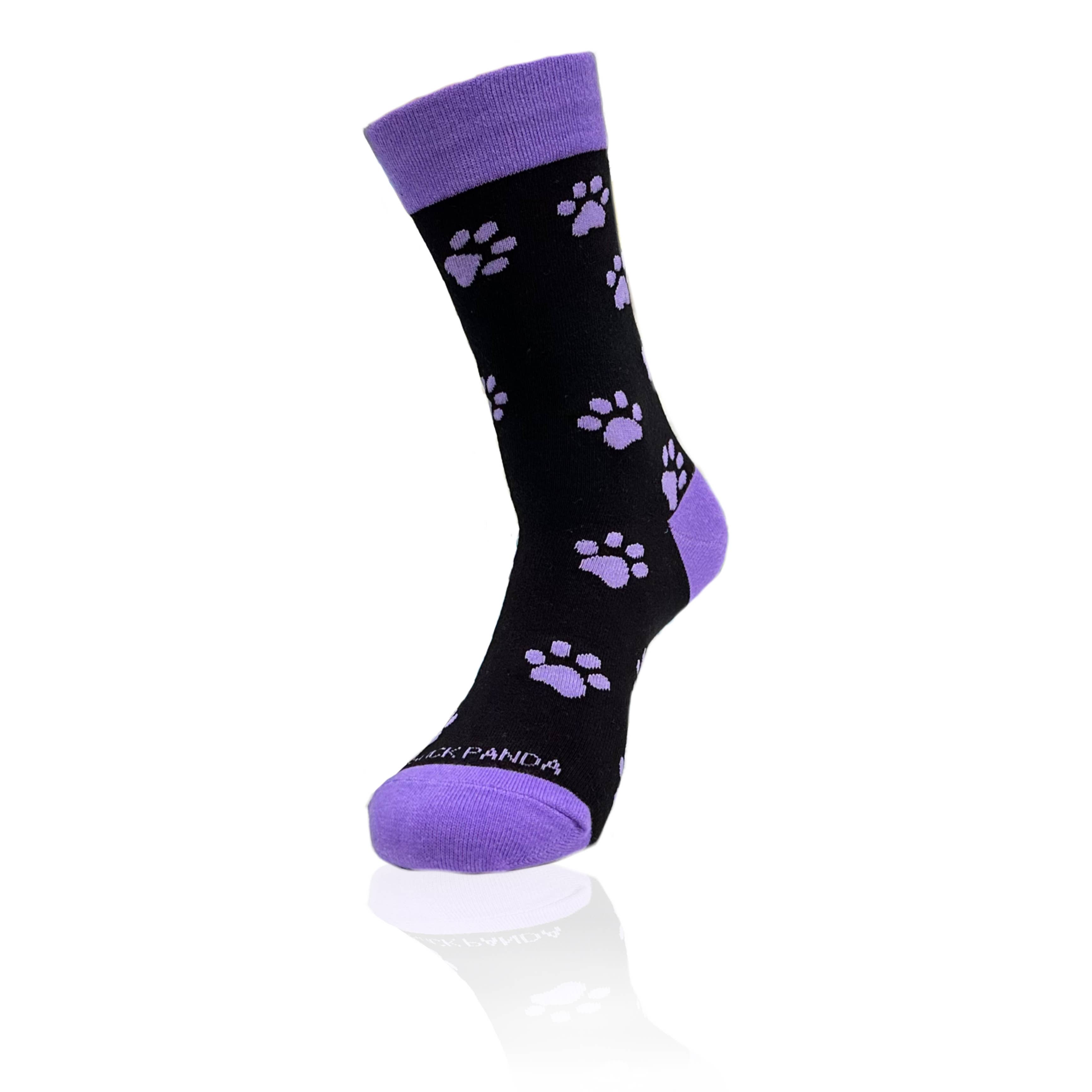 Sock Panda - Wholesale Socks - Women's - Purple Paw Print Dog Lover Socks from the Sock Panda3