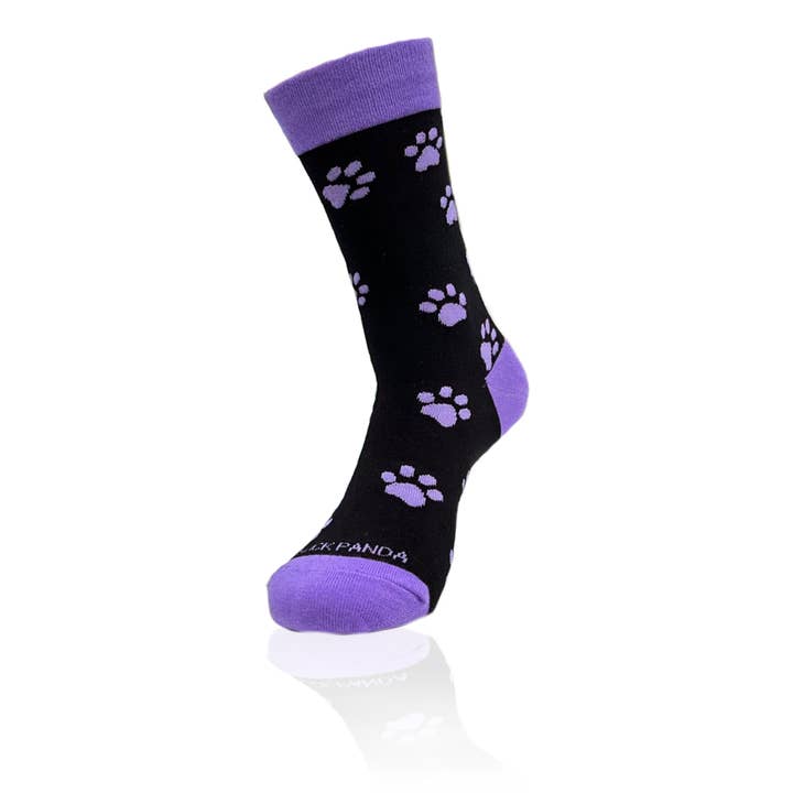 Sock Panda - Wholesale Socks - Women's - Purple Paw Print Dog Lover Socks from the Sock Panda3