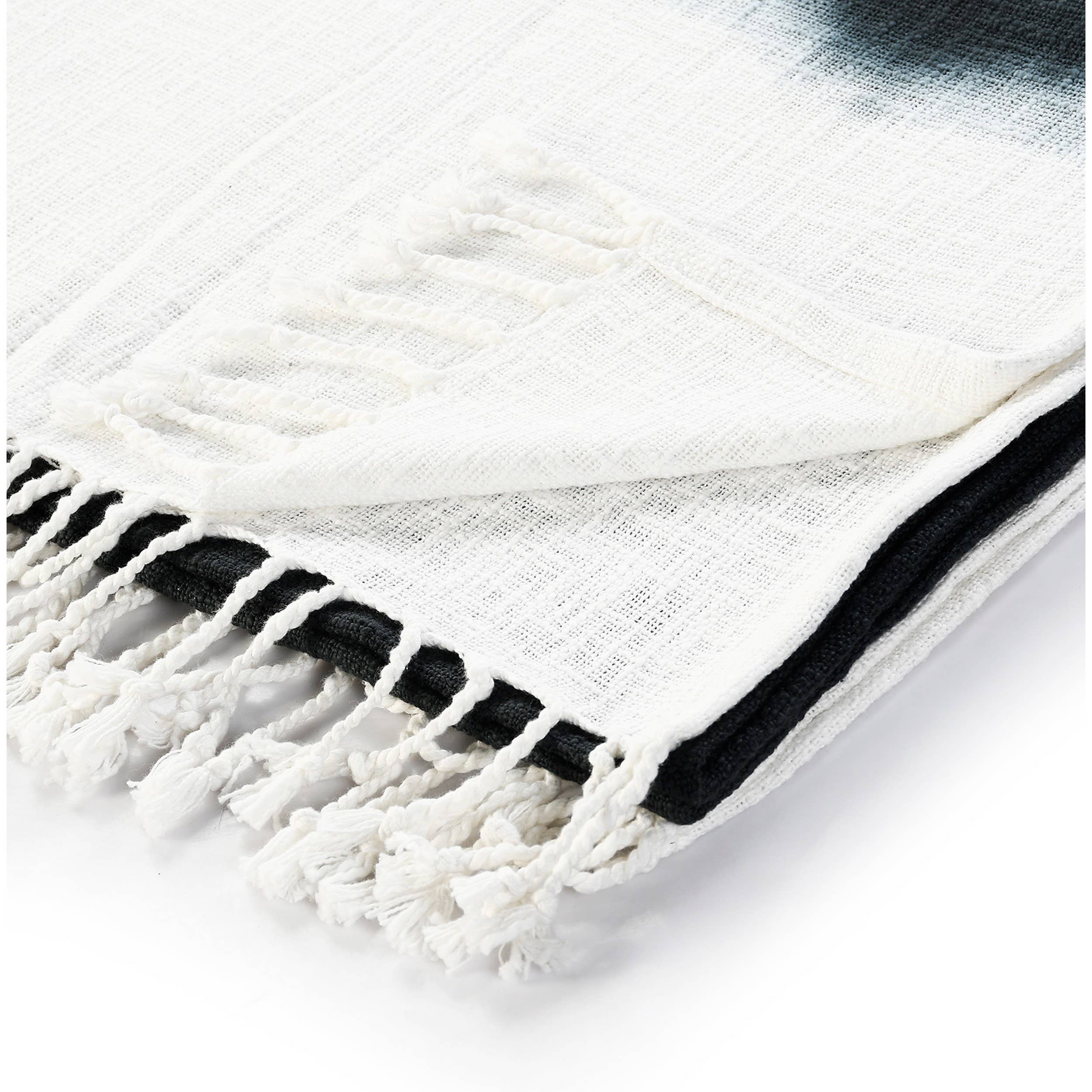 LR Home - Wholesale Throw Blanket - Hand-Dyed Color-Block Lightweight Cotton Throw With Fringe8