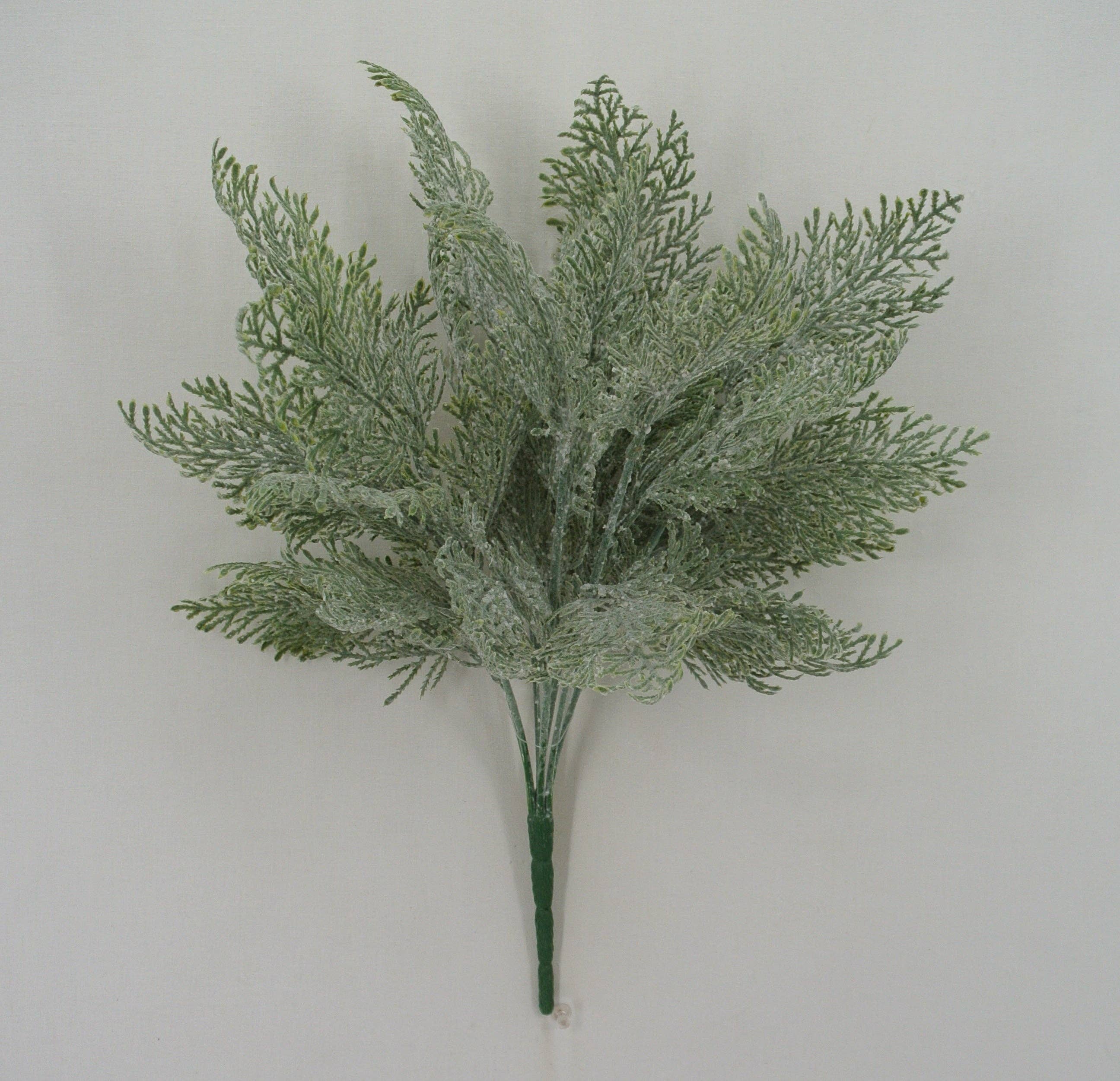 Trendy tree - Wholesale Artificial Plant - 18" Long Green Frosted Cypress Bush with 7 Stems 83611