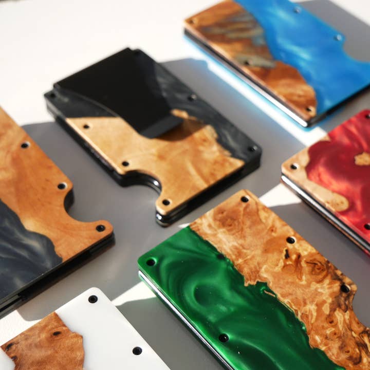 Maison Custom - Wholesale Card Holder - Men's - Wood/Resin RFID Minimalist Wallet Card Holder Money Clip