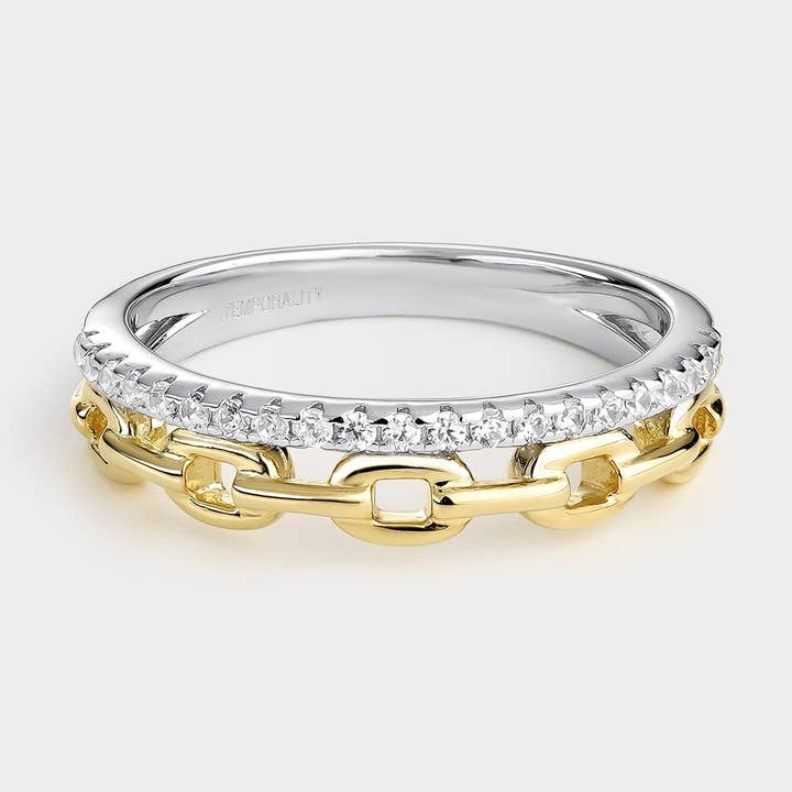 To-tone ring med led og hvide zirkoner for engroshandel hos Itemporality