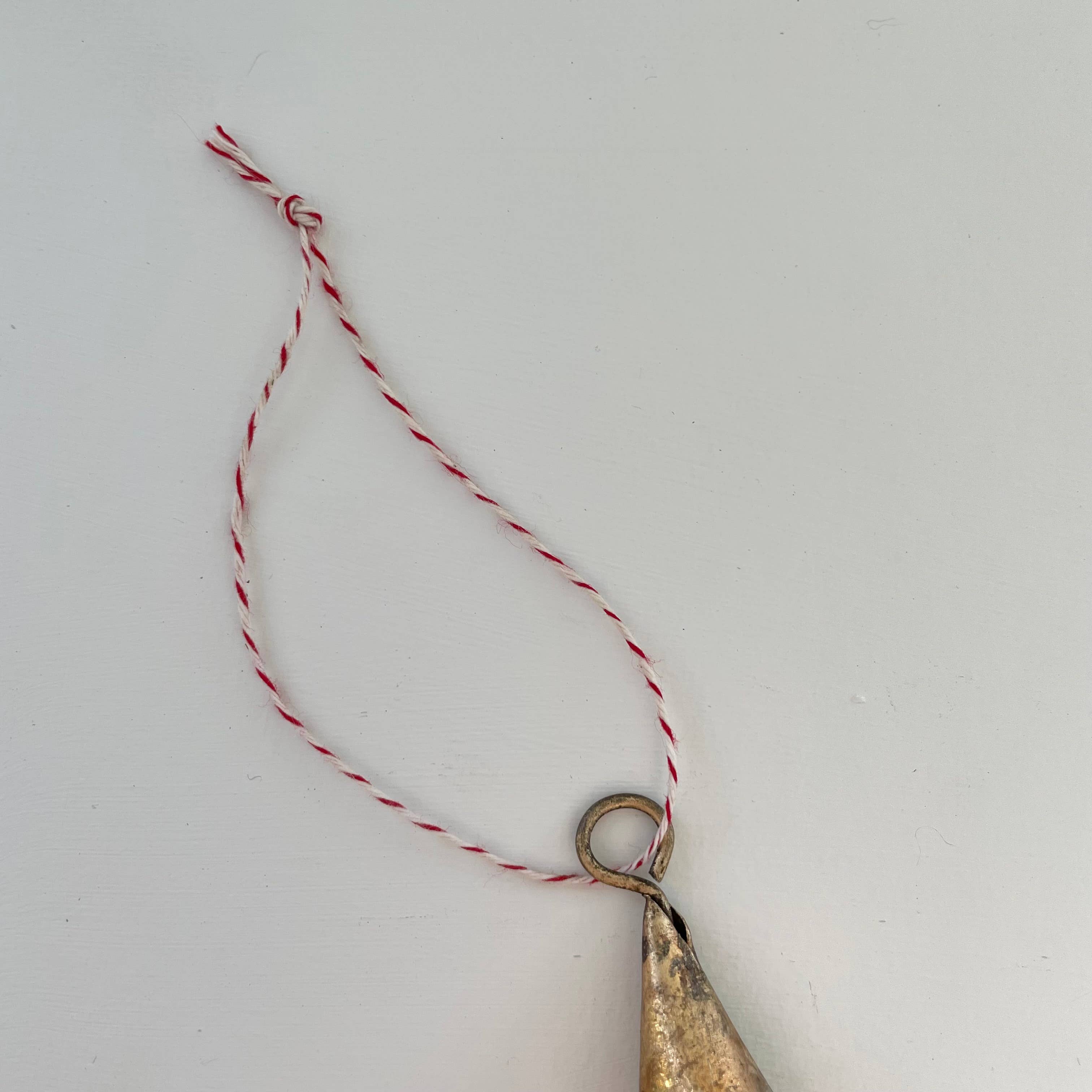 fort & field - Wholesale Ornament - 2" cone tin brass bell rustic holiday ornament jute twine0