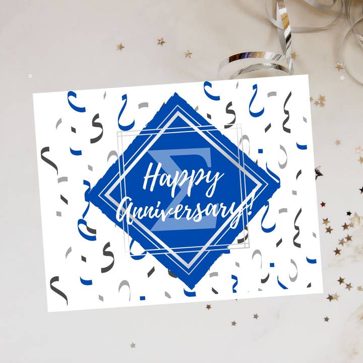 Sigma Fraternity Anniversary cards for wholesale by Infectious Design Co.