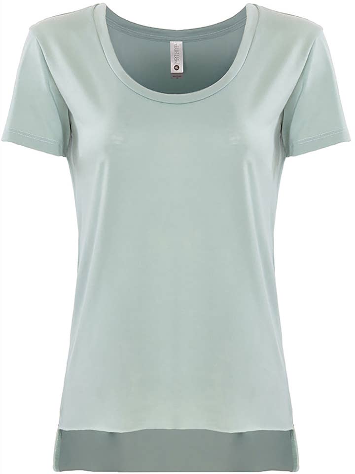 Mad Love Shop - Wholesale Screen Printed T-Shirt - Women's - Sea foam Scoop Hi Lo Tee with Tropical Print3