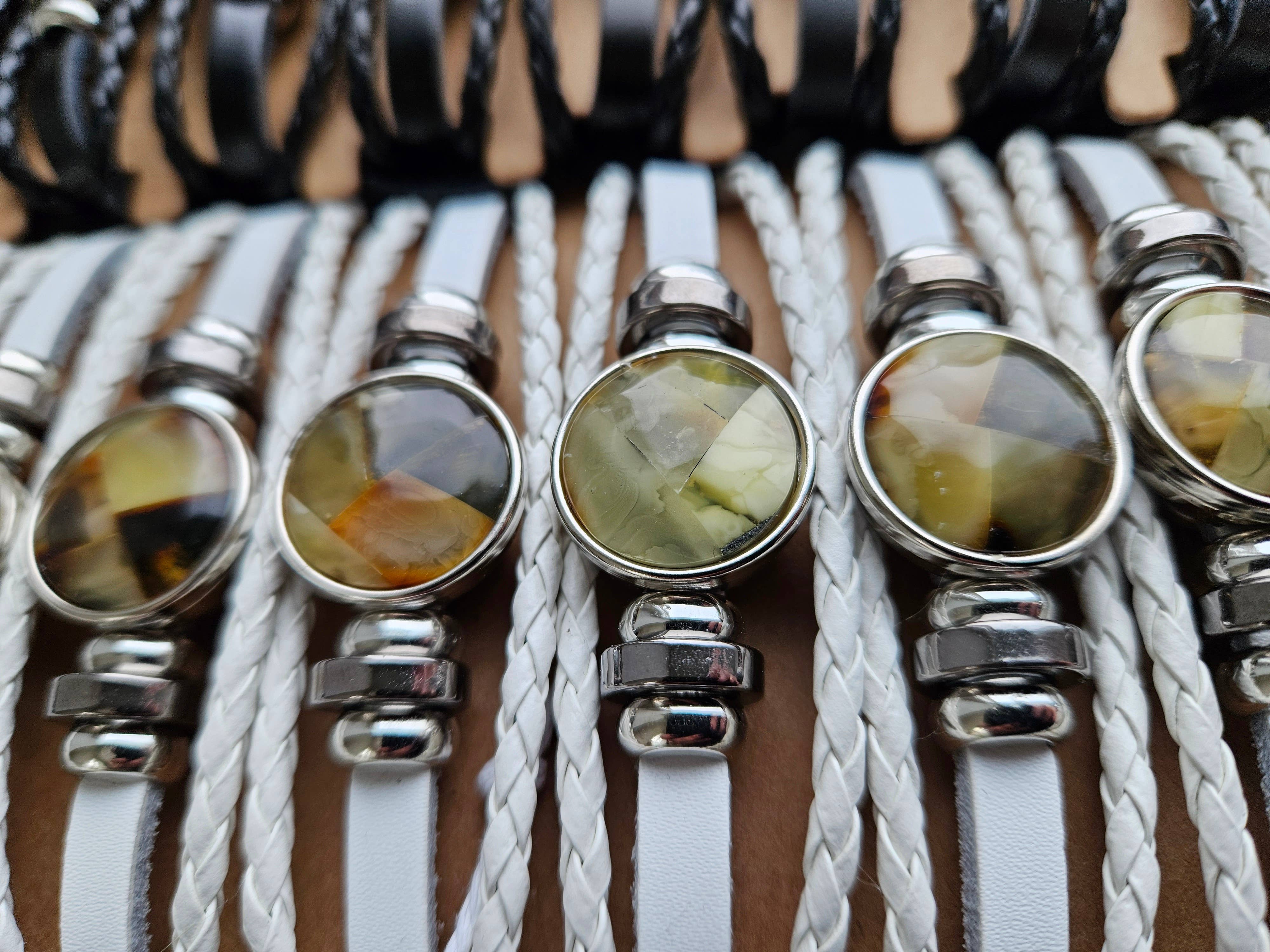 AmberLithuania - Wholesale Beaded Bracelet - Eco Leather and Baltic Amber adjustable bracelet for him her9