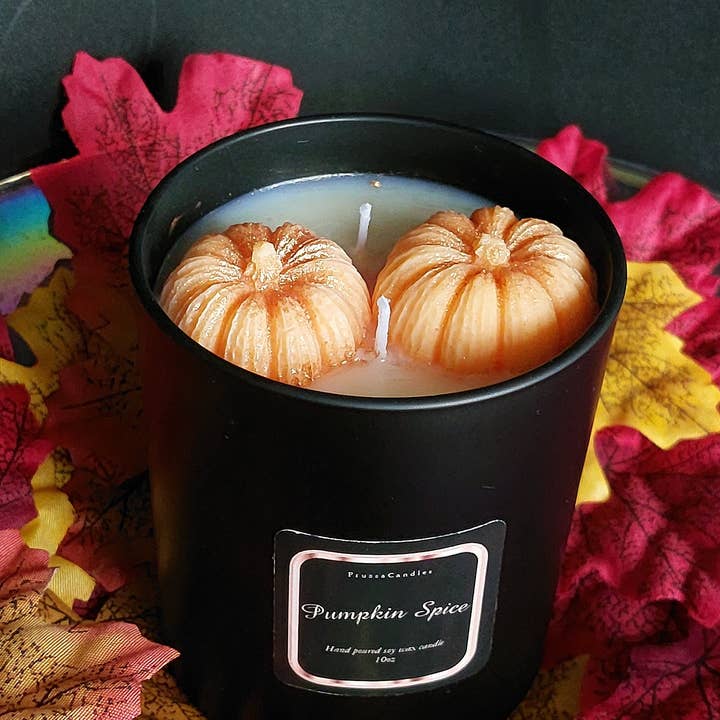 London Home Scents – wholesale Burkljus – Pumpkin Spice Doftljus/Lyxig matt svart burk/Mycket doftande handgjort sojaljus1