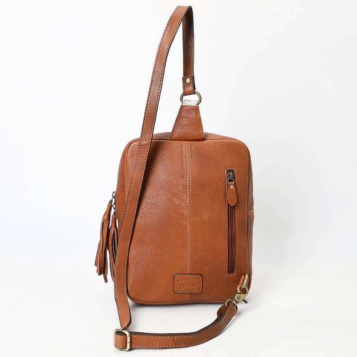 LS Western - Wholesale Backpack - Women's - ADBGA623 Southwestern Cowhide Crossbody Backpack with Wool Panel & Leather Trim5