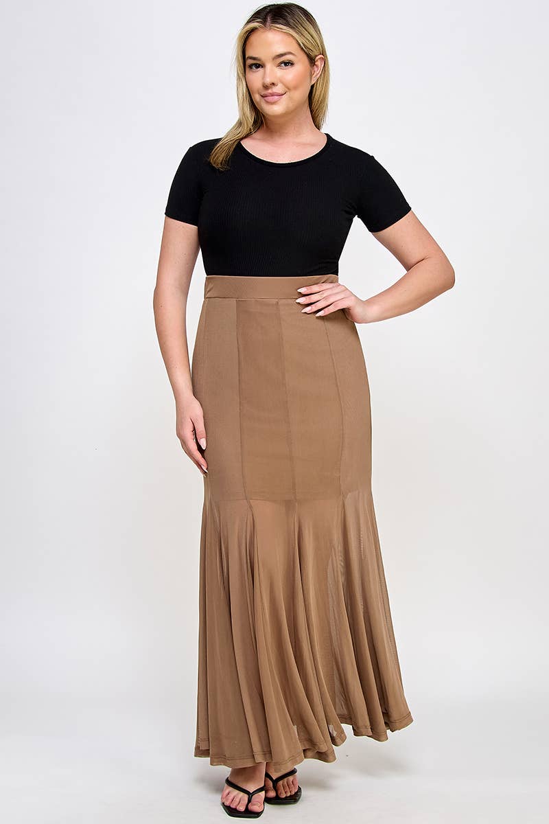 Haute Fox Plus Size & Contemporary – Saia - Mulher por atacado – Saia Maxi de Malha Plus Size SS2384P-SK4