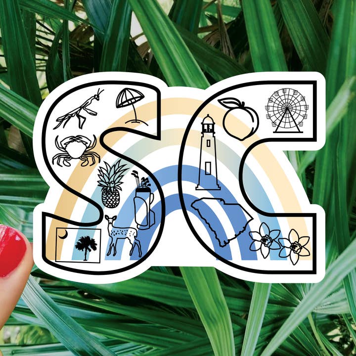 SC, South Carolina Sticker for wholesale by Bee Beachey Designs