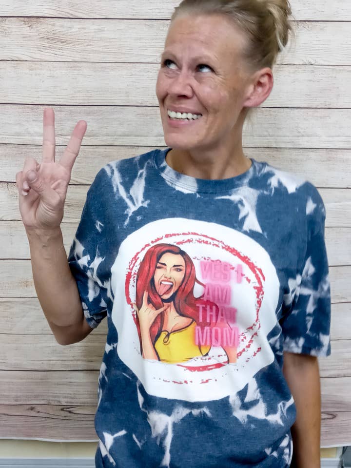 Yes, I Am That Mom Bleached Tee for wholesale by StoS Boutique & Wholesale, LLC