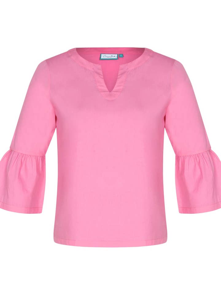 Roze Cosmos Savannah-top met ruches, voor dames voor wholesale door Carvalho Couture