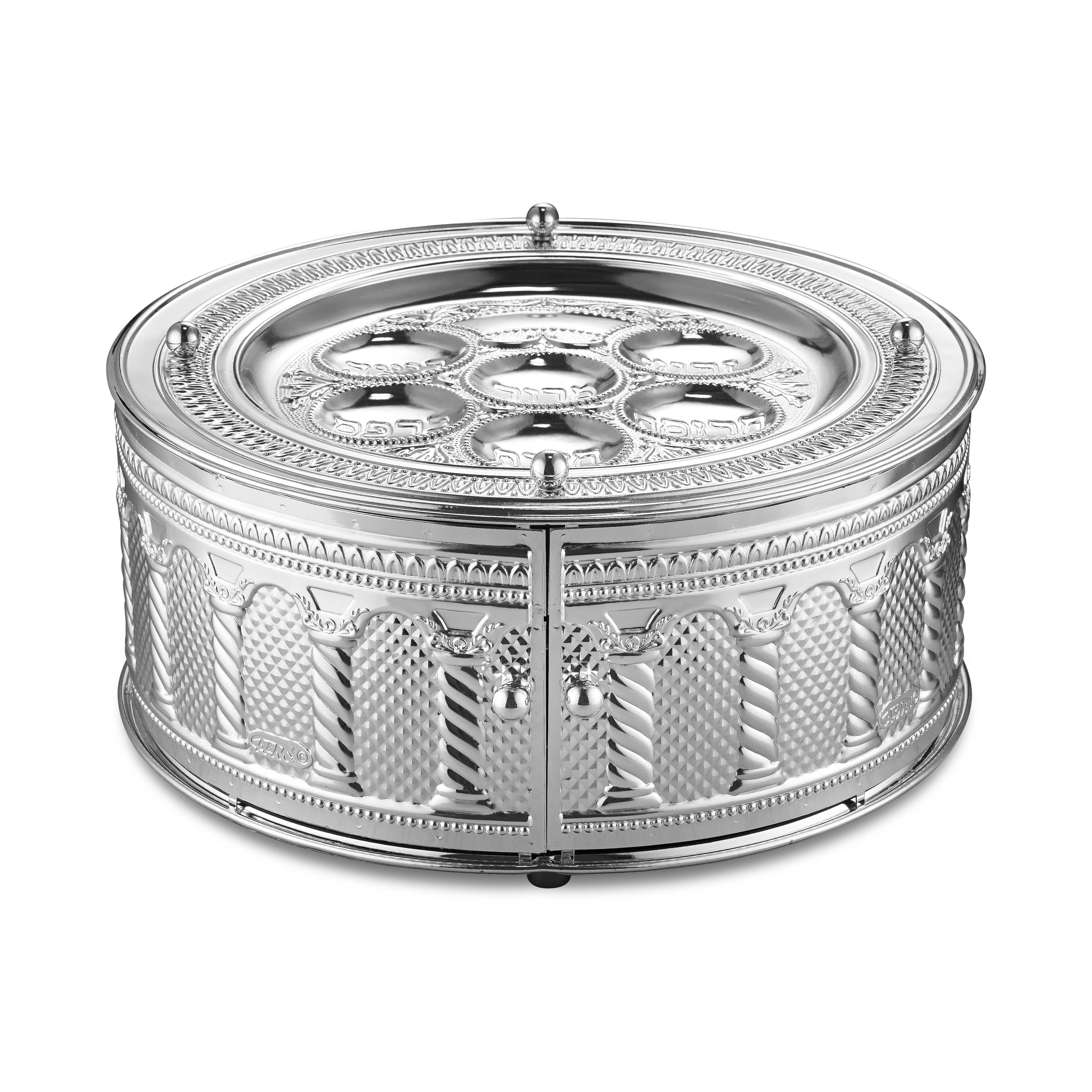 A&M Judaica And Gifts - Wholesale Decorative Plate/Dish/Bowl - Seder Plate 3 Tier SLVR Plated Royal Palace Design